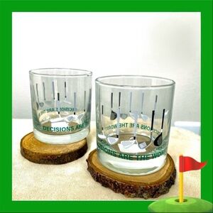 Golf Whiskey Glasses Set, Barware, Set of 2, Decisions are the Worst, NWT